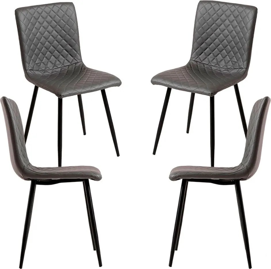 Set 4 Rom Kunstlederen Stoelen