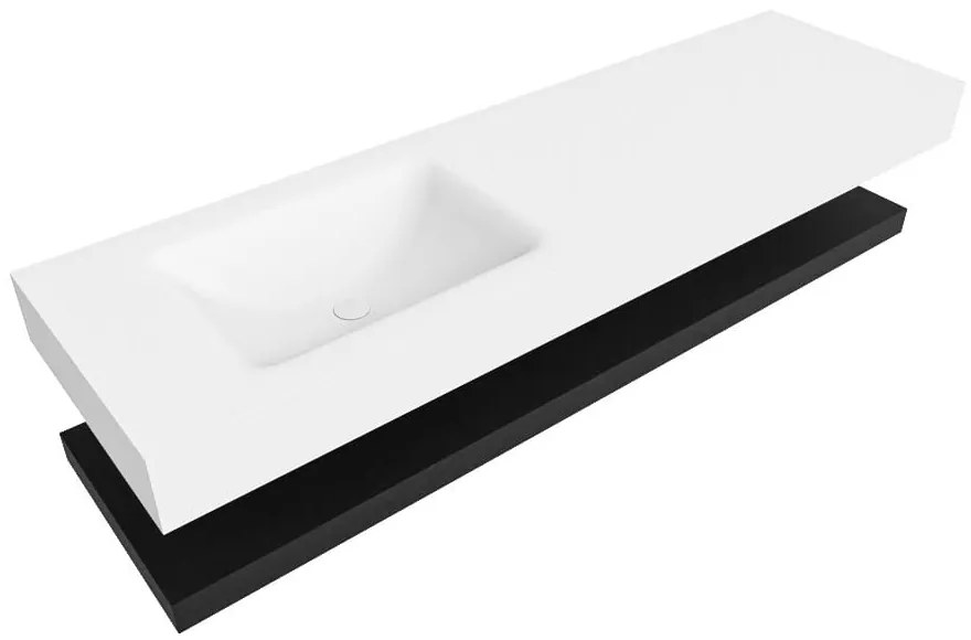 Zaro Alan badmeubel 160cm met planchet urban en vrijhangende wastafel cloud links zonder kraangat talc