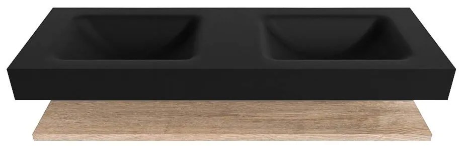 Zaro Alan badmeubel 140cm met planchet washed oak en vrijhangende wastafel cloud dubbel zonder kraangat urban