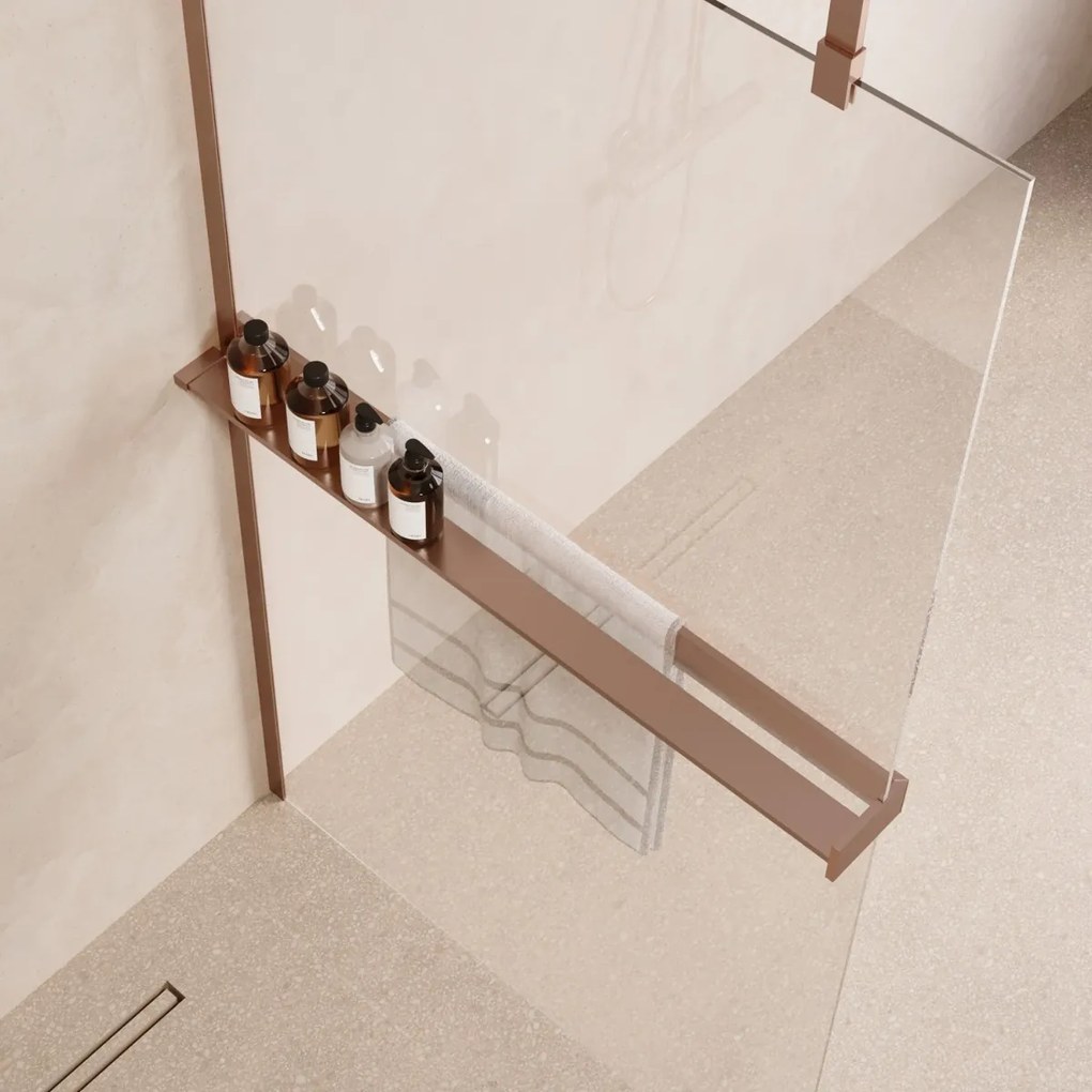 Saniclear Pure handdoekhouder voor glaswand 120cm geborsteld koper