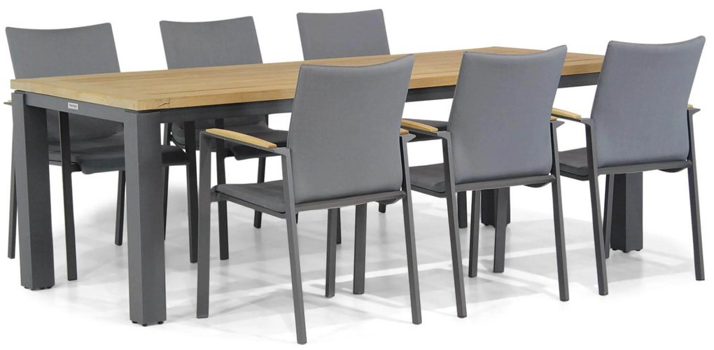 Tuinset 6 personen 230 cm Aluminium/textileen Grijs Lifestyle Garden Furniture Brandon/Veneto