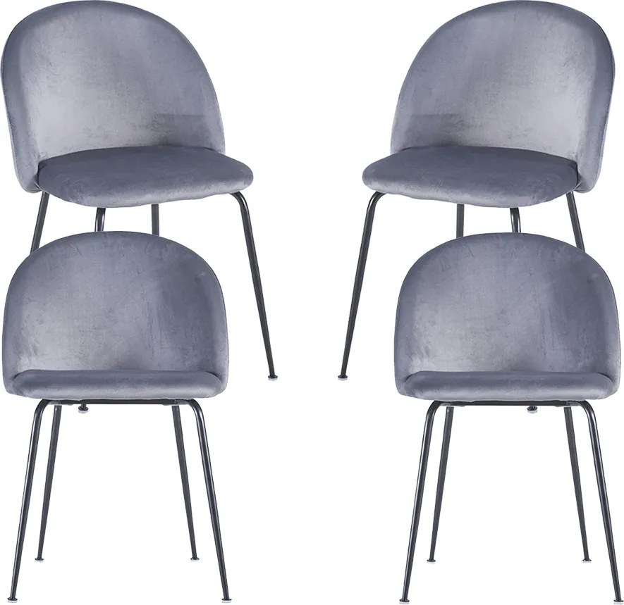 Set 4 Black Dalnia Fluwelen Stoelen