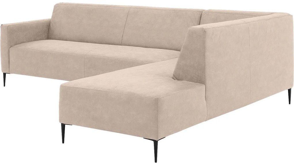 Goossens  Key West beige, micro leer, 3-zits, modern design met ligelement rechts