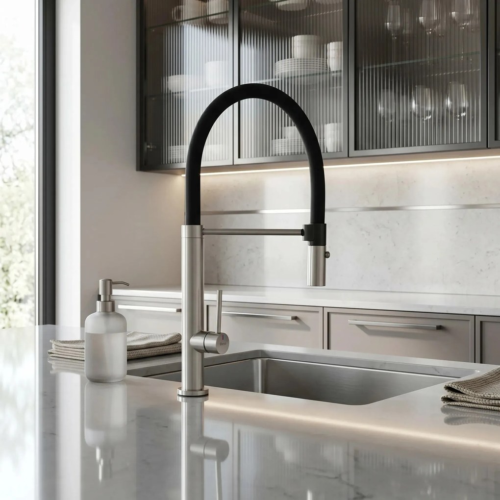 Keukenkraan Rea Viera nickel Brush