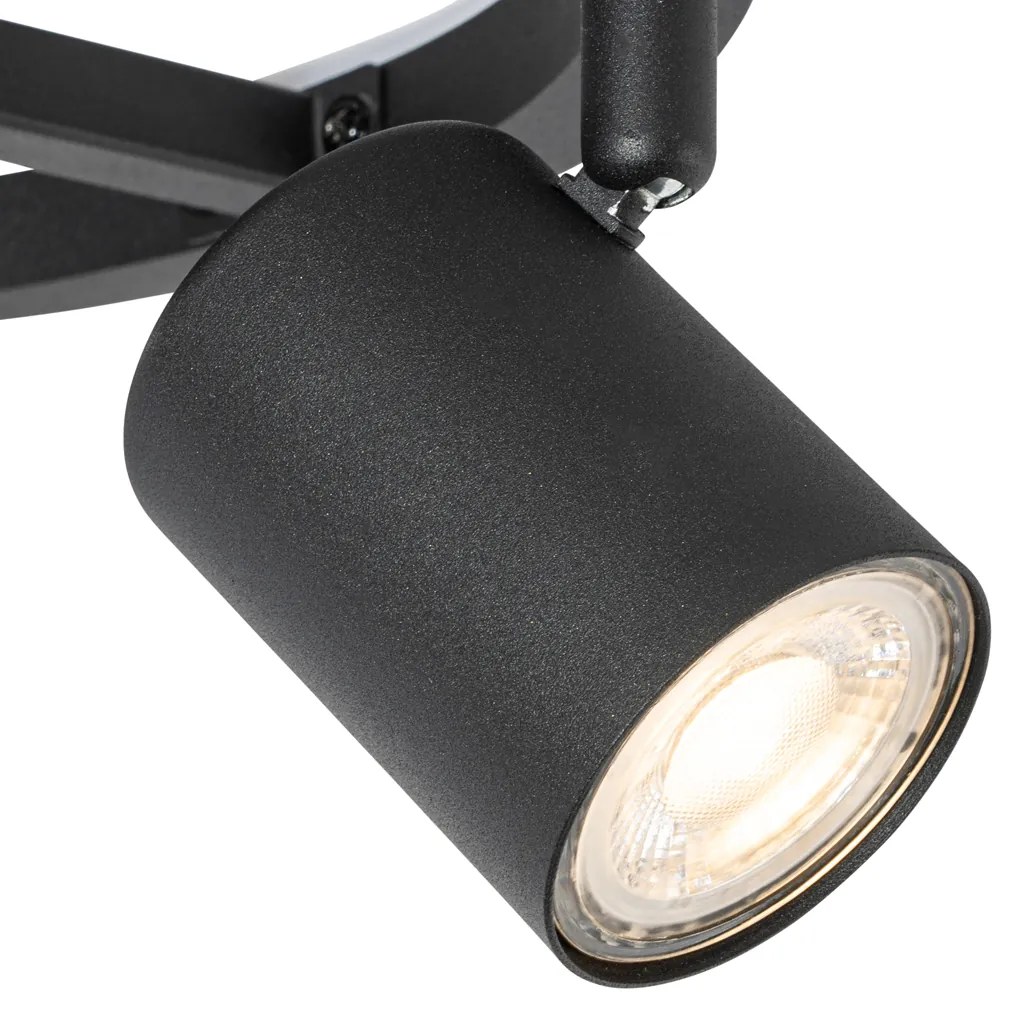 LED PlafondSpot / Opbouwspot / Plafondspot zwart GU10 50mm 3-lichts rond incl. backlight - Back Up Modern GU10 Binnenverlichting Lamp