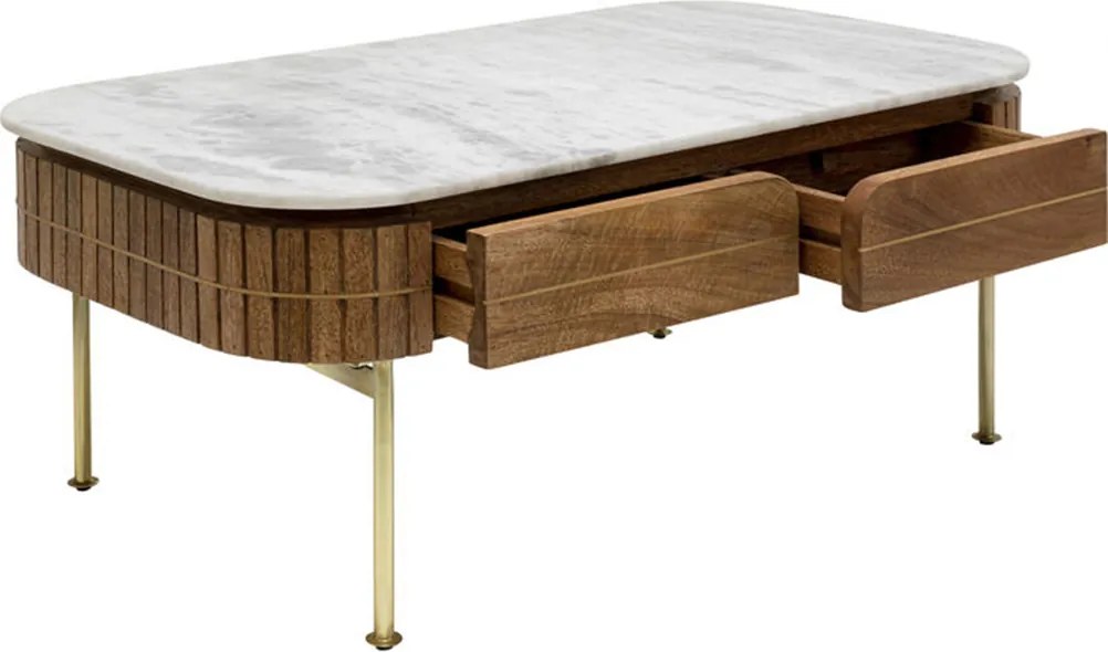 Salontafel Marmer Met Lades - 110 X 60cm.