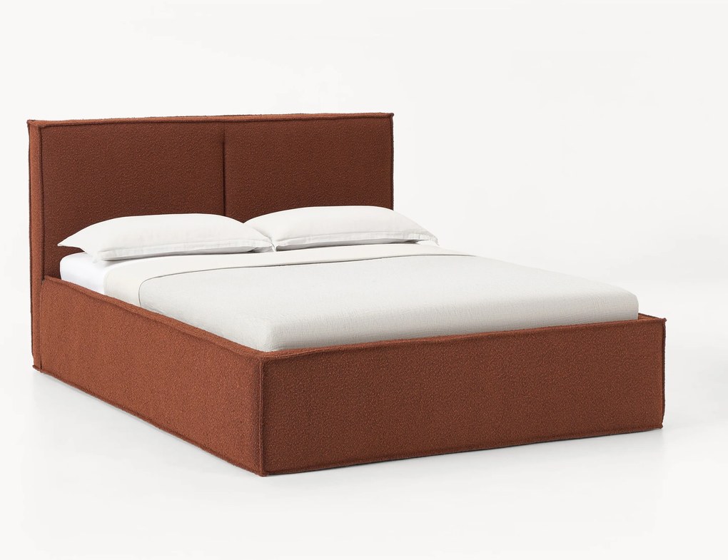 Bouclé gestoffeerd bed Dream met opbergruimte
