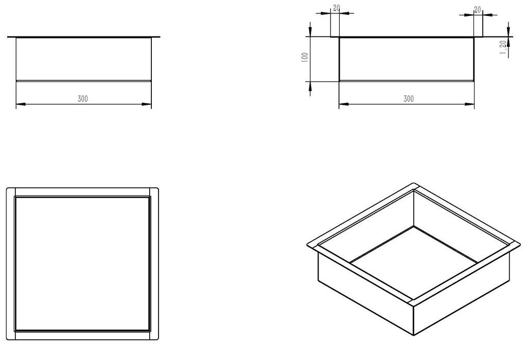 Mueller Black inbouwnis 30x30x10cm zwart mat