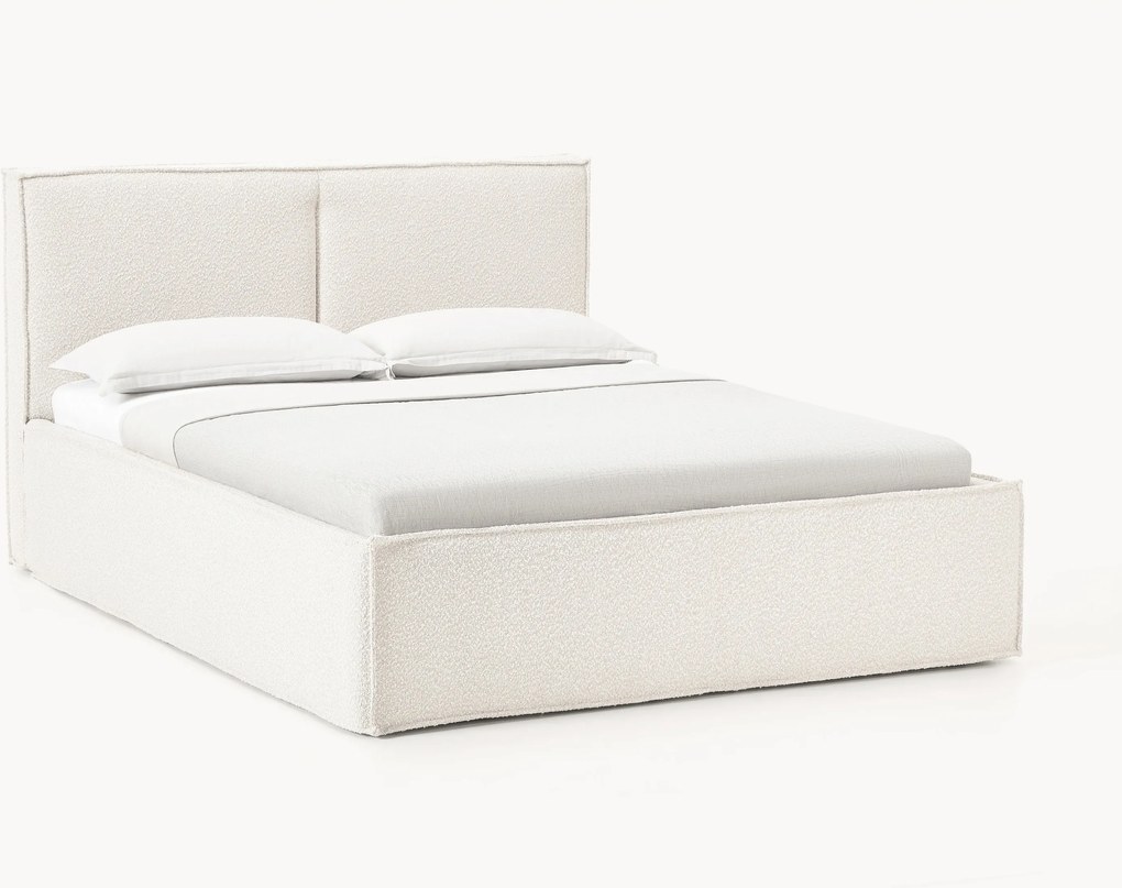 Bouclé gestoffeerd bed Dream met opbergruimte