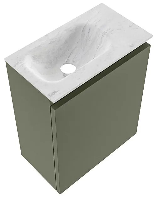 Mondiaz Ture DLux toiletmeubel 40cm army met wastafel opalo links zonder kraangat