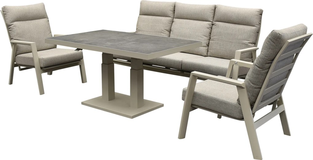 Barolo Pacific stoel bank dining loungeset 4 delig verstelbaar latte