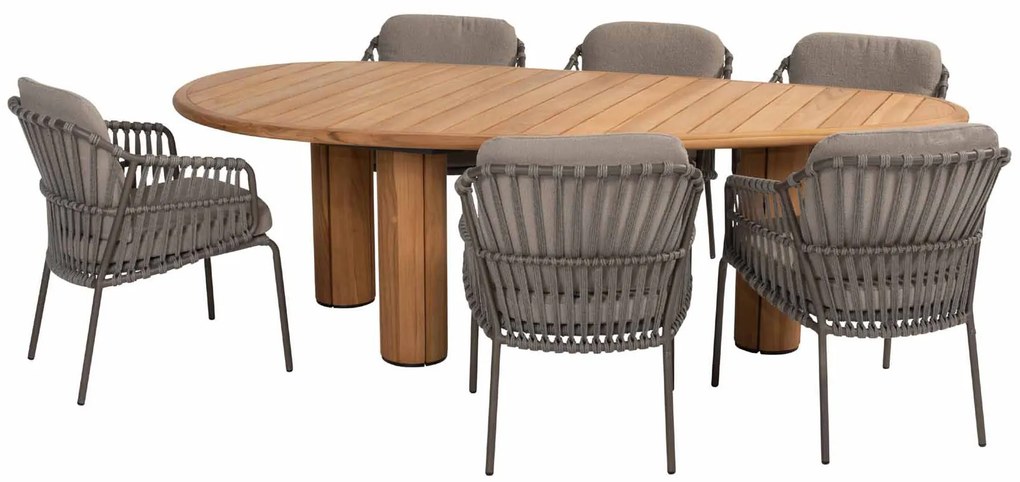 Taste by 4 Seasons Corsica teakhouten tuintafel met kiezelvormig blad 240 x 130 cm SALE  Tuintafel    houtkleur weerbestendig