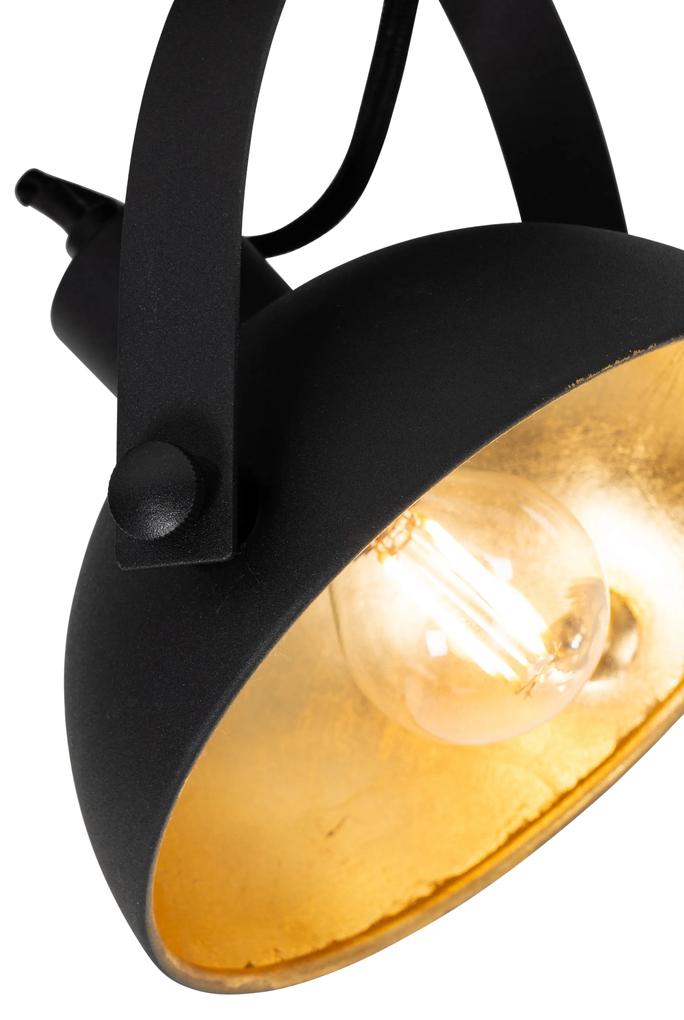 Industriële plafondlamp zwart met goud 2-lichts verstelbaar - Magnax Industriele / Industrie / Industrial E14 Binnenverlichting Lamp