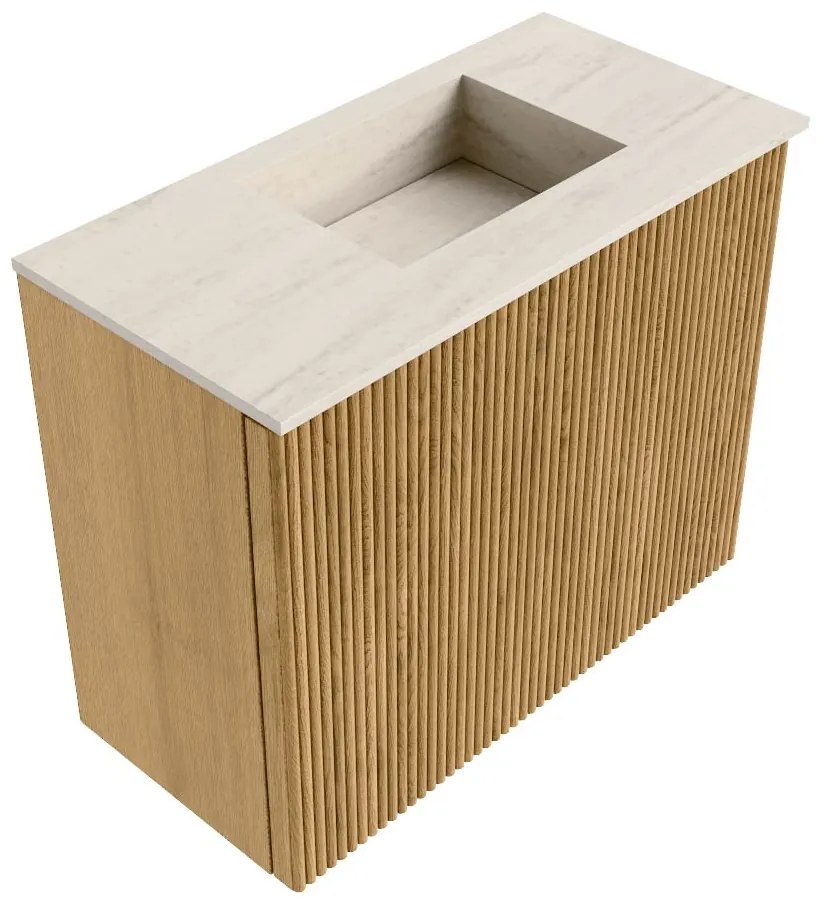 Mondiaz Joya DLux 50cm toiletmeubel oak met wastafel faye rechts zonder kraangat meli