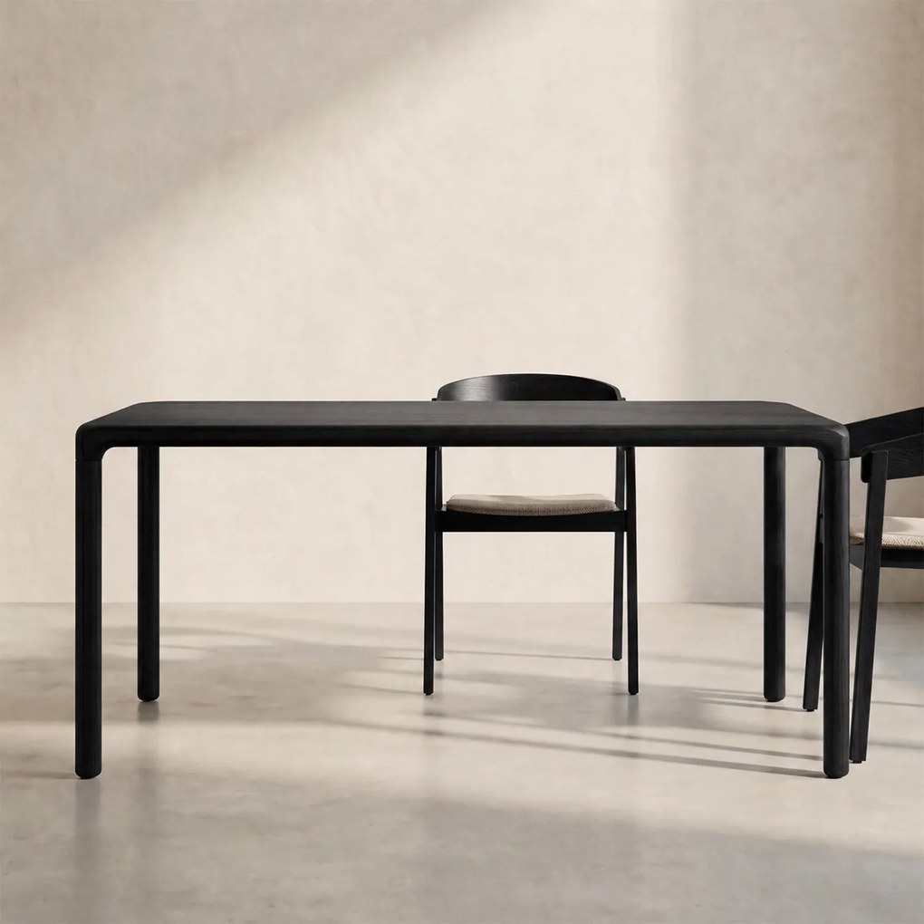 Zwarte Eetkamertafel Van Hout 220x90 Cm - 220 X 90cm.