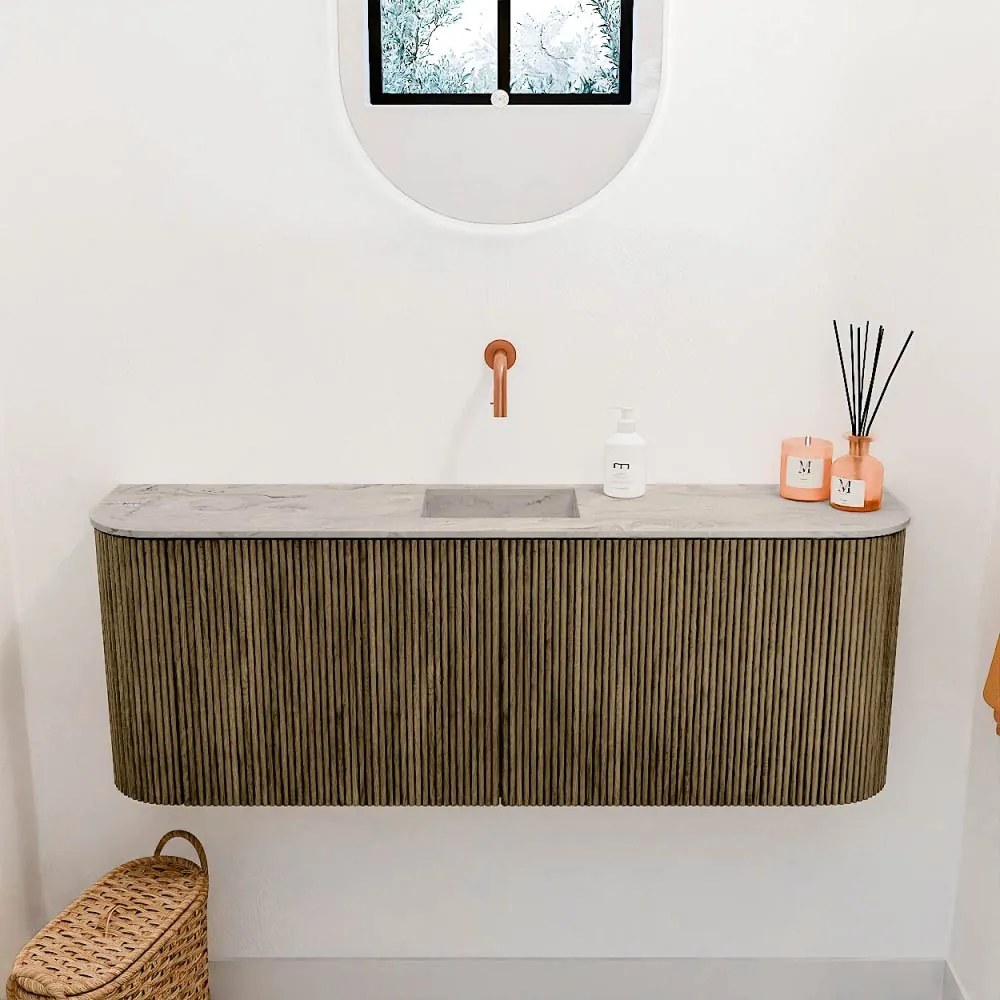 Mondiaz Joya DLux 115cm toiletmeubel ronding links/rechts dusk met wastafel faye midden zonder kraangat glace