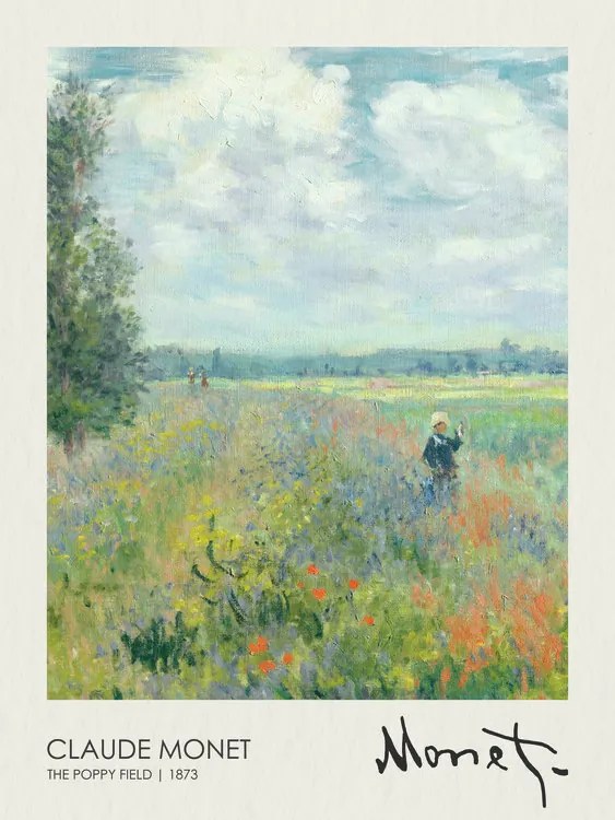 Kunstreproductie The Poppy Field Near Argenteuil (1873), Claude Monet