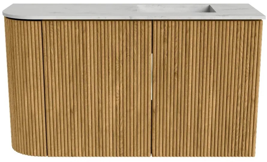 Mondiaz Joya DLux 70cm toiletmeubel ronding links oak met wastafel faye rechts zonder kraangat opalo