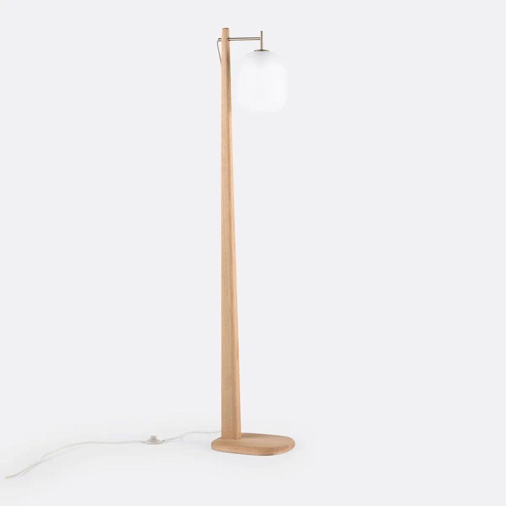 Vloerlamp in eik, metaal en mat glas, Navida