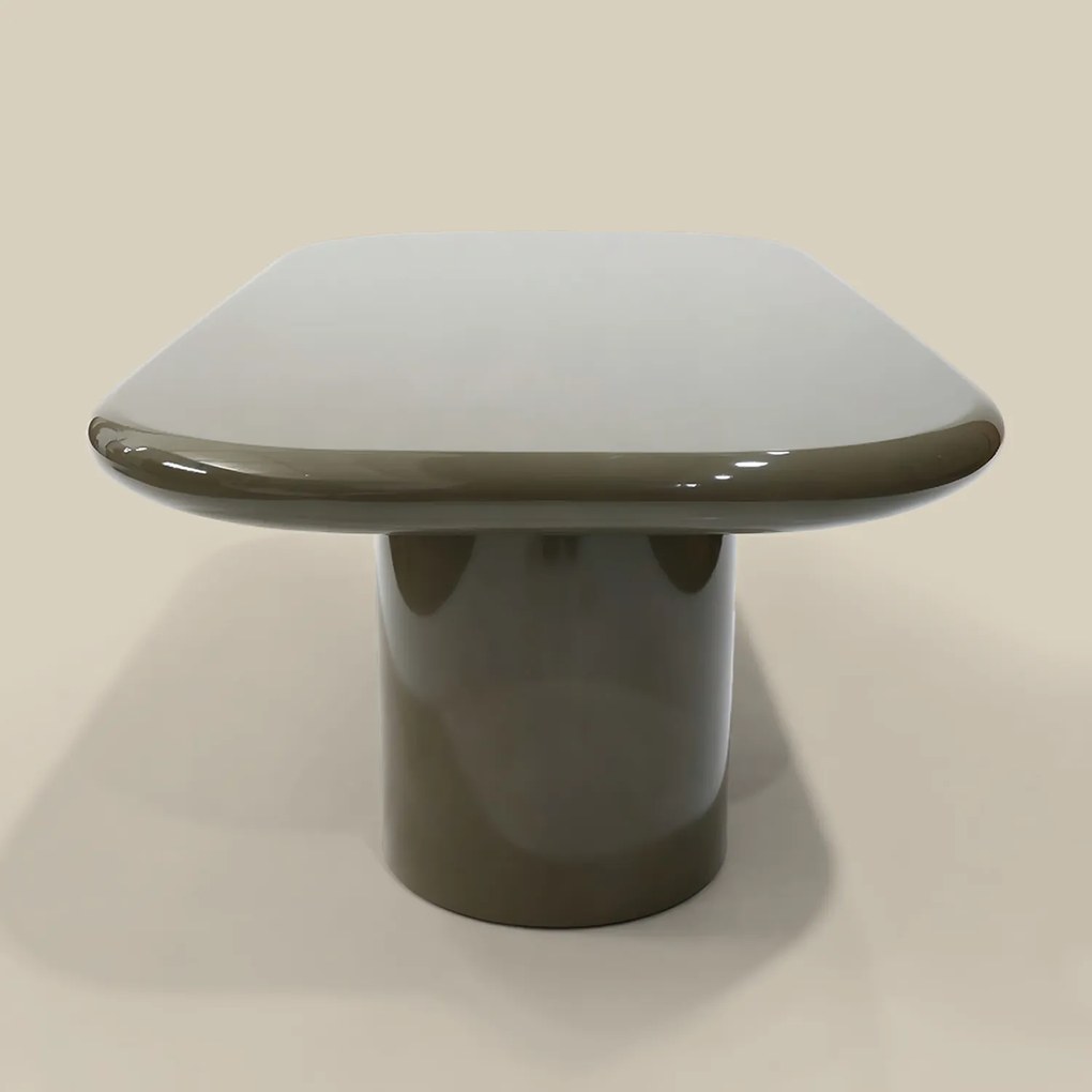 Ovale Salontafel Hoogglans Taupe - 119 X 59.5cm.