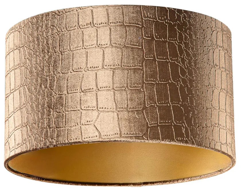 Velours lampenkap krokodil dessin met gouden binnenkant 35/35/20