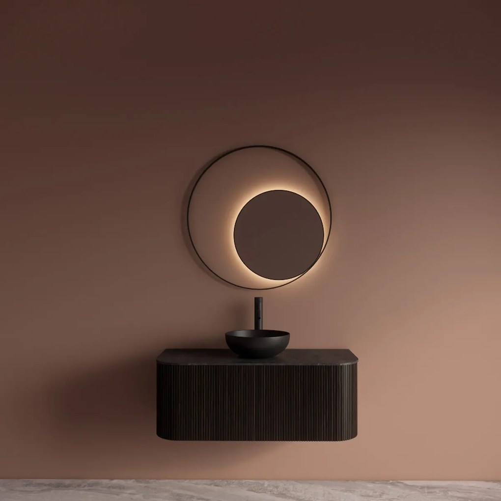 Gliss Design Kosmos spiegel rond met cirkel 80cm mat zwart met handsensor