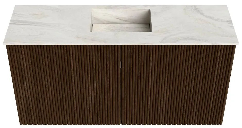 Mondiaz Joya DLux 80cm toiletmeubel walnut met wastafel faye midden zonder kraangat ostra
