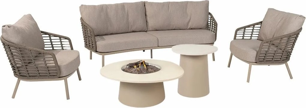 4 Seasons Puglia loungeset 5-delig - latte incl sfeerhaard