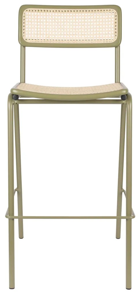 Zuiver Jort Hoge Retro Barkruk Met Rotan Groen
