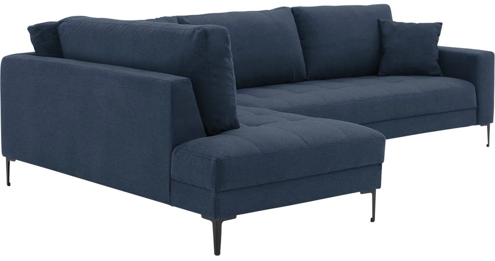 Goossens Bank Coco blauw, stof, 2-zits, stijlvol landelijk met ligelement links