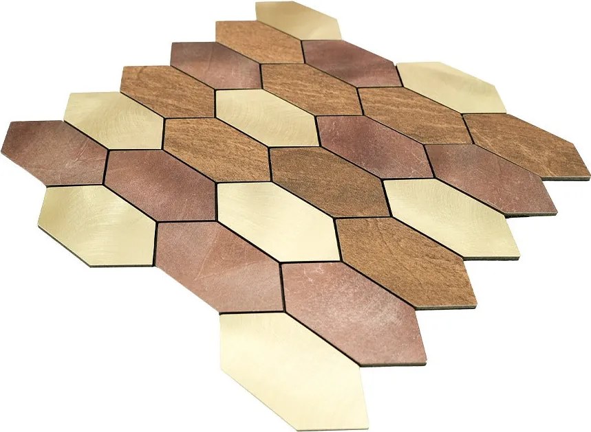 Zelfklevende Mozaïektegels Metaal | Picket Champagne | 30×30 cm | Keuken, Bad & WC