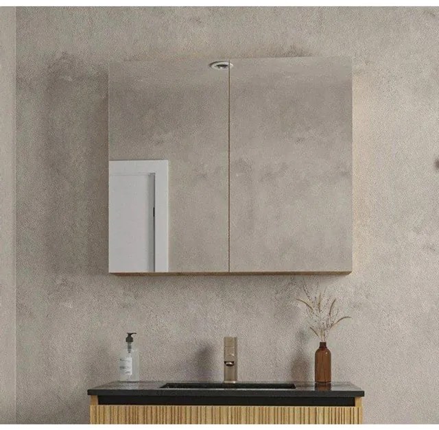 Saniclass Holz Base Spiegelkast - 80x70cm - eiken SW773979