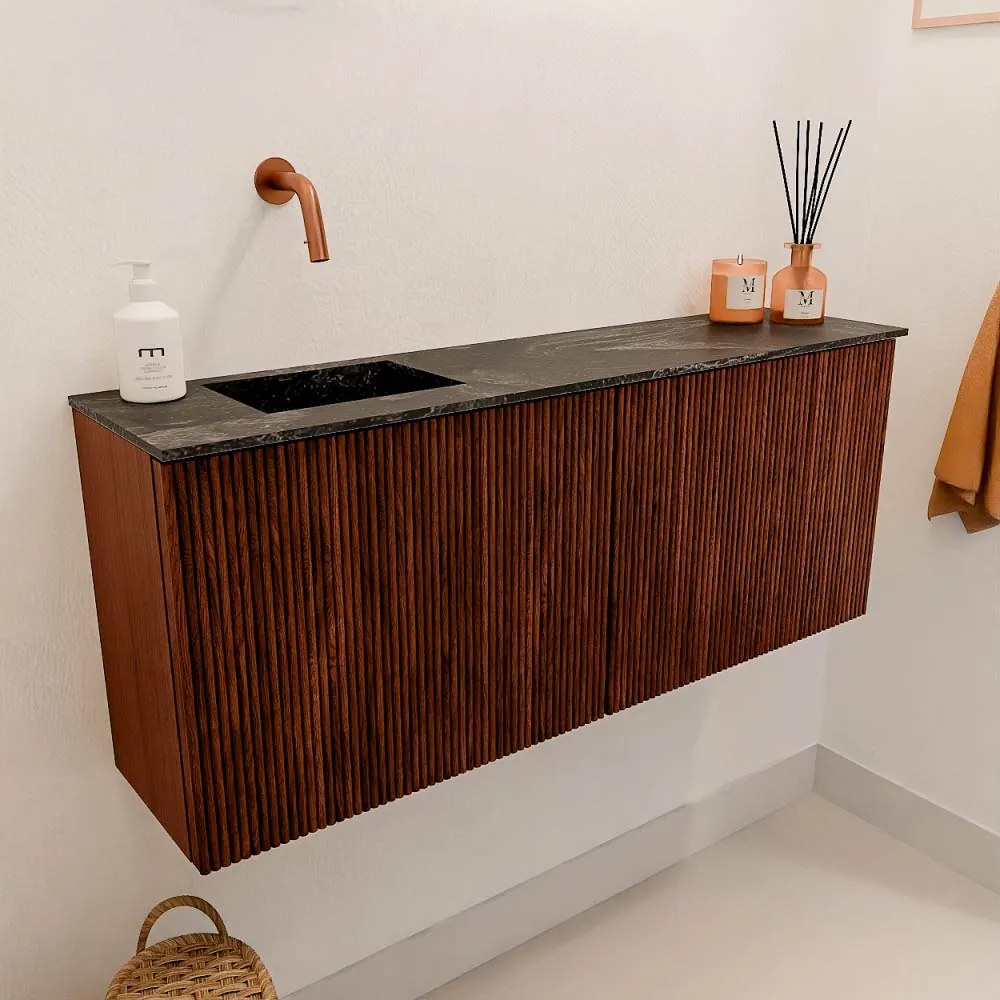 Mondiaz Joya DLux 100cm toiletmeubel ruby met wastafel faye links zonder kraangat lava