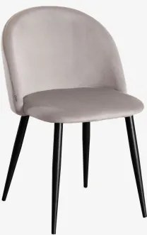 Kana Gestoffeerde Eetkamerstoel En Staal Zwart & Fluwelen Grijs – Taupe & Fluwelen - Sklum