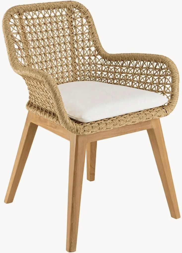 Tuin eetstoelen Valeria van teakhout met armleuningen, 2 stuks