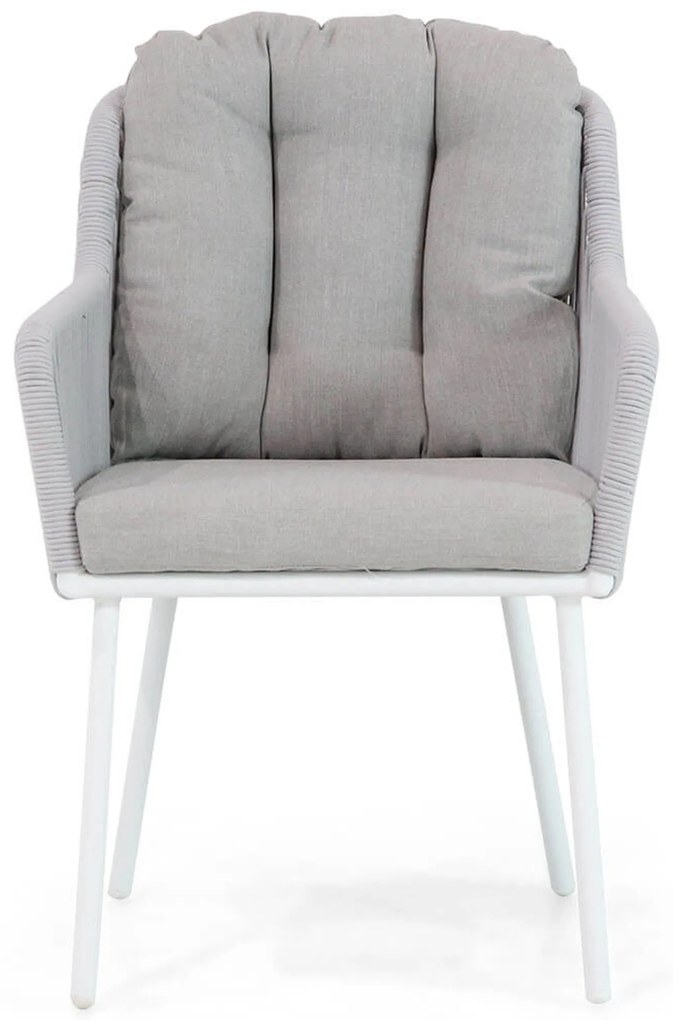 Tuinset 6 personen 220 cm Aluminium/rope Wit Santika Furniture Santika