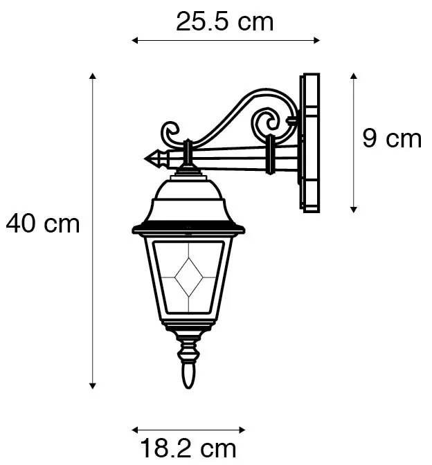 Smart vintage buiten wandlantaarn brons incl. Wifi A60 - Antigua Landelijk E27 IP44 Buitenverlichting vierkant