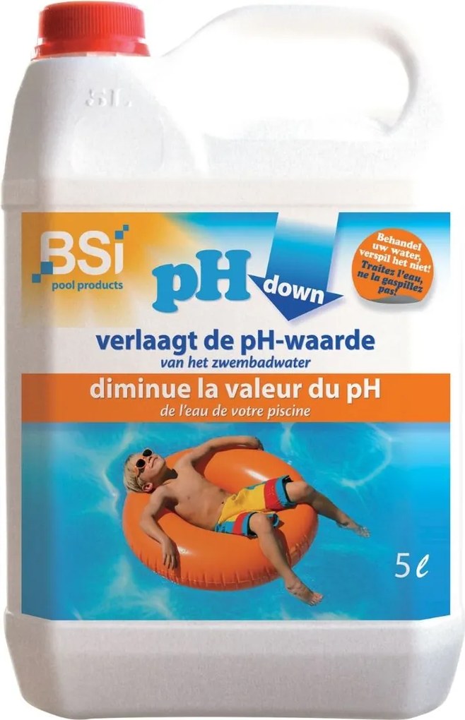 BSI pH Down liquid 5L - verlaagt de pH-waarde van je zwembad of spa
