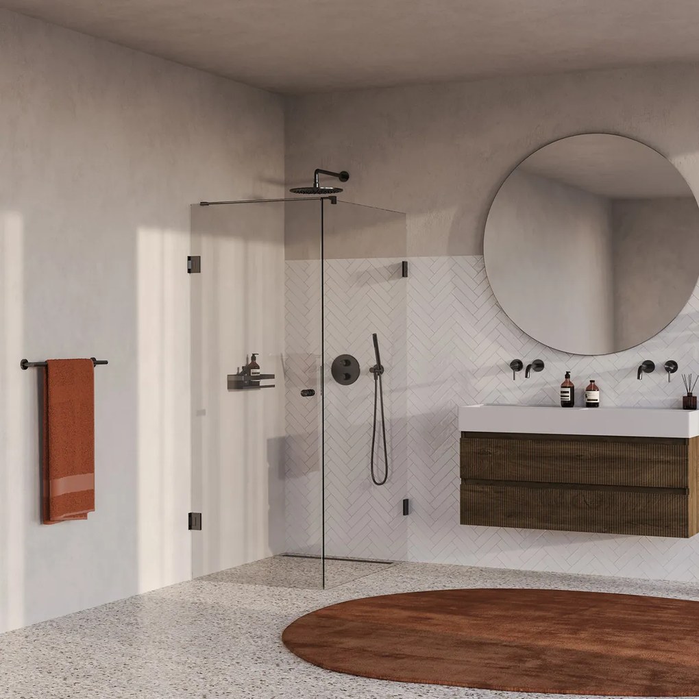 Brauer Void Carving profielloze douchecabine 80x120cm gunmetal geborsteld PVD