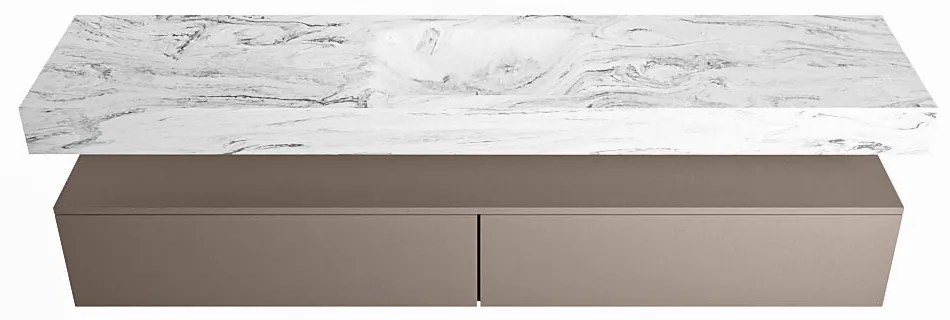 Mondiaz Alan DLux badmeubel 200cm smoke 2 lades met wastafel glace midden 1 kraangat