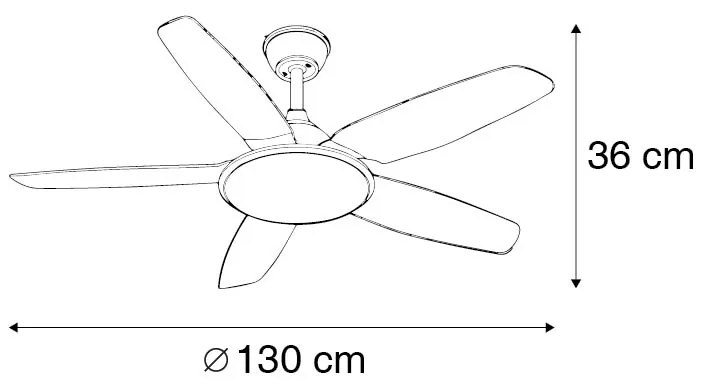 Plafondventilator met lamp wit 130cm incl. LED dimbaar met afstandsbediening - Vifte Modern rond Binnenverlichting Lamp