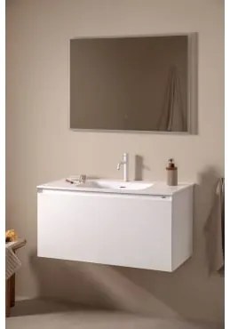 Macrae Houten Badkamermeubelset Met Geïntegreerde Wastafel Wit & Rechthoekige Led En Anticondens 100x70 Cm Tamsin & Wit ↑20 - Sklum