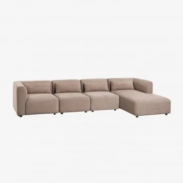4-delige Modulaire Rechter Chaise Longue Bank Fogler Corduroy Kameelbruin - Sklum