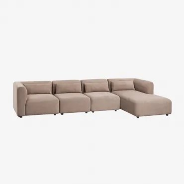 Fogler 4-delige Modulaire Chaise Longue-bank Rechts Corduroy Kameelbruin - Sklum