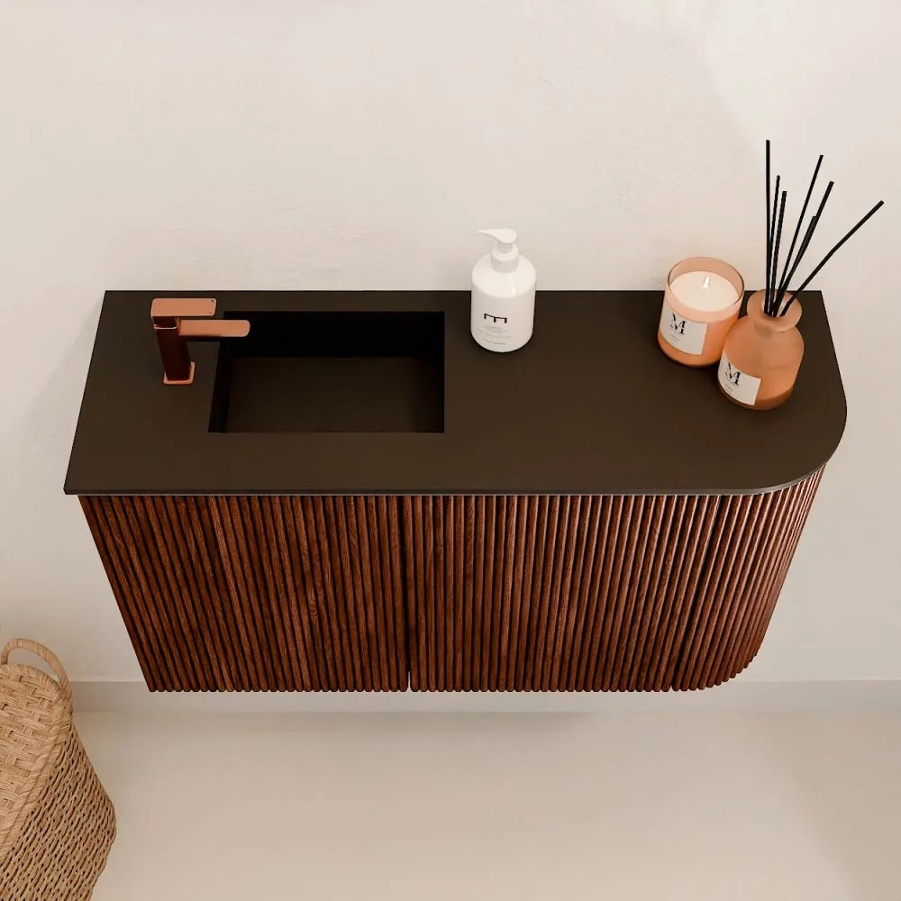 Mondiaz Joya 70cm toiletmeubel ronding rechts ruby met wastafel faye links 1 kraangat urban