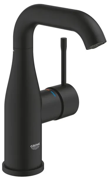 Grohe Essence New 1-gats wastafelkraan m-size m. gladde body voorsprong 11.4cm phantom black 24176kf1