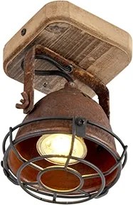 Smart spot roestbruin met hout kantelbaar incl. Wifi GU10 - Gina