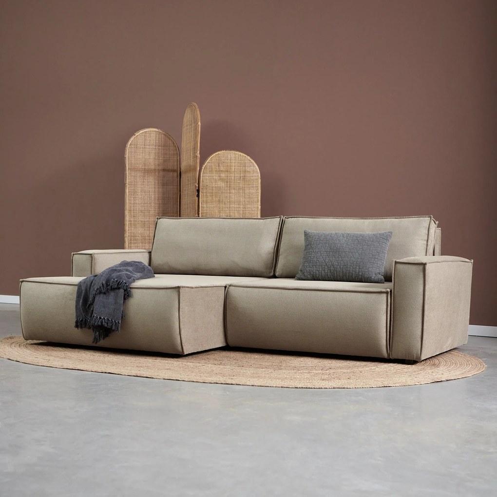 Beige Slaapbank Chaise Longue Links