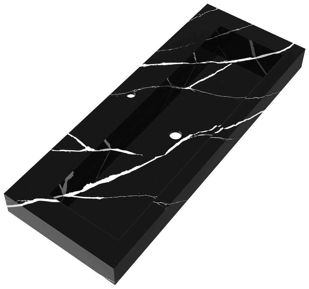 Sanituba Nature badmeubel 120cm mat wit  met wastafel Artificial Marble Nero Marquina enkele wasbak 1 kraangat