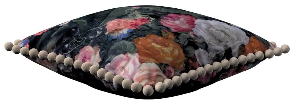 Dekoria Kussenhoes Wera met pompons, grijs-roze 45 x 45 cm